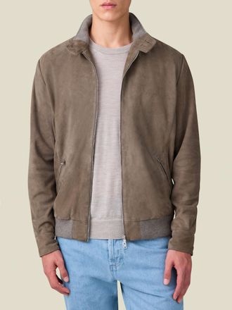 Luca Faloni Hazelnut Brown Leather Classic Bomber Jacket