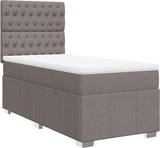 vidaXL Cama Box Spring Con Colch&oacute;n Tela Gris Taupe 80x200 Cm Vidaxl
