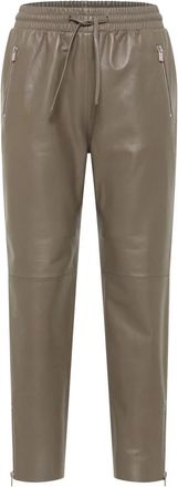 Carlo Colucci Lederbroek - Dames - Leren Broeken - Bruin - L - Leer - Broeken