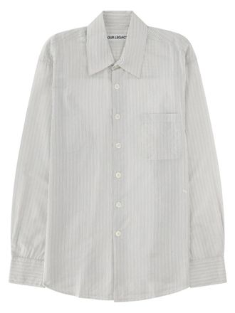 Our Legacy Above Cotton-Cupro Pinstripe Casual Shirt