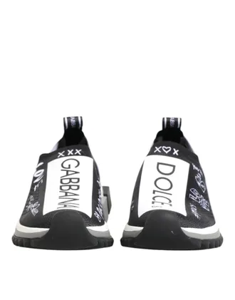 Dolce & Gabbana Black White Sorrento Low Top Sneakers Womens Shoes
