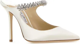Jimmy Choo London Womens Bing 100 Mule Heel White Leather Salpa