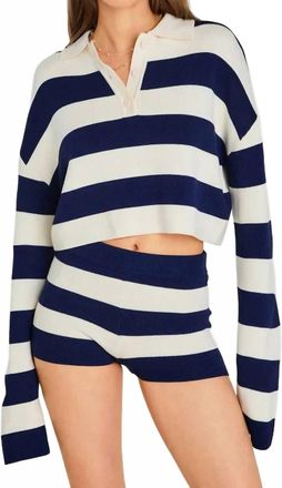 SER.O.YA Ryla Knit Sweater In Navy/eggshell