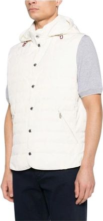 Brunello Cucinelli Jassen, Heren, Wit, XL, Mm 4791696 Gewatteerd donsvest met capuchon