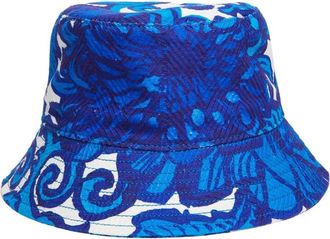 La DoubleJ Stijlvolle gestikte bucket hat - Dames - Hoeden - Blauw - ONE Size - Katoen - Accessoires