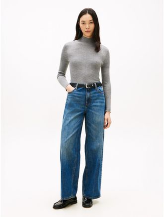 Tommy Hilfiger Womens High-Rise Wide Leg Jean - Blue - 10