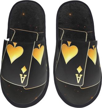 Generic Casino Playing Cards Men Women Slippers Slip On Shoes Lightweight House Shoes For Indoor Outdoor Winter M