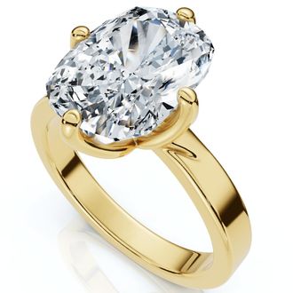 Pompeii3 Certified 4Ct Elongated Cushion Diamond Cigar Band Engagement Ring Lab Grown