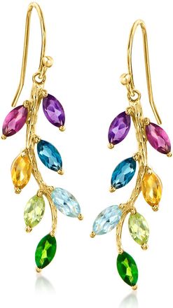 Ross-Simons Multi-Gemstone Vine Drop Earrings in 18kt Gold Over Sterling