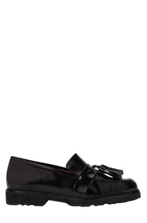 Penelope Chilvers Womens Irvine Tassel Leather Loafer In Black