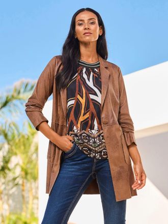 Heine Longblazer HEINE Blazerjacke, Damen, Gr. 34, cognac, 92% Polyester, 8% Elasthan, Blazer Longblazer