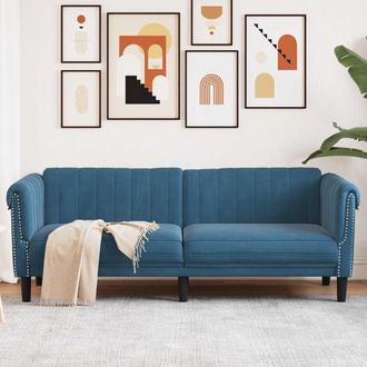 vidaXL Sof&aacute; De 3 Plazas Terciopelo Azul Vidaxl
