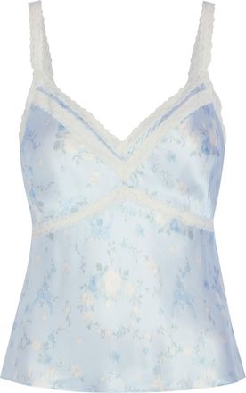 LoveShackFancy Loveshackfancy Lirena Floral-print Silk Cami top - Light Blue - S (UK8-10 / S)