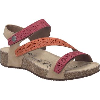 Josef Seibel Tonga 73 Ankle Strap Platform Wedge Sandal in Red/Beige Multi at Nordstrom, Size 11-11.5Us