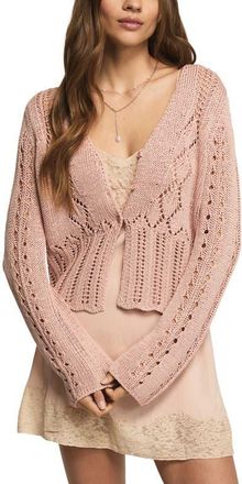 Lucky Brand Pointelle Crop Cardigan in Rose Smoke at Nordstrom, Size X-Large