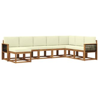 vidaXL Conjunto De Sof&aacute;s De Exterior Con Coj&iacute;n 8 Pcs Natural Y Crema Vidaxl