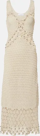 Paco Rabanne Embellished crochet cotton midi dress