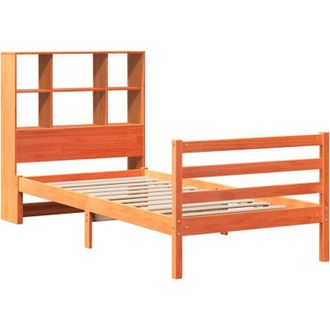 vidaXL Bookcase Bed without Mattress Wax Brown 90x200 cm Solid Wood vidaXL