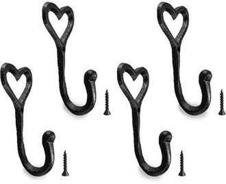 OEM Allecto - Percheros Met&aacute;licos - Ganchos De Pared Vintage - Organiza Tu Espacio - Negro - Ideal Para Ba&ntilde;o Y Oficina - 4 Piezas Para Ropa Y Toallas