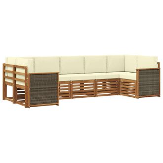 vidaXL Conjunto De Sof&aacute; Seccional Con Coj&iacute;n 6 Pcs Natural Y Crema Vidaxl