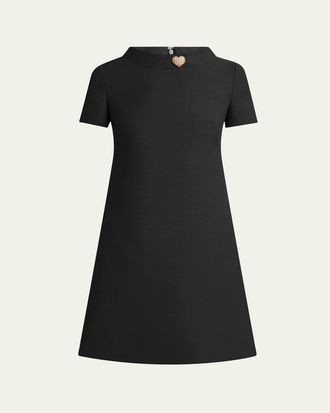 Valentino Garavani Crepe Couture Crystal Heart Mini Dress