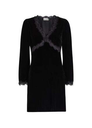 Rixo Rixo Macie Lace-embellished Velvet Mini Dress - Black - 18 (UK18 / Xxl)