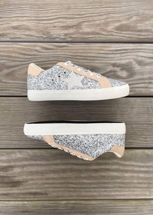 Vintage Havana Womens Glitter Low Top Sneakers In Silver