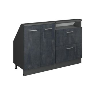 Vicco Armario De Cocina Para Techo Inclinado R-line, Hormig&oacute;n Negro/antracita, 120 Cm Lote De 2, Vicco