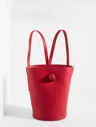 Talbots Zoe Pebble Leather Bucket Bag - Red - 001 Talbots