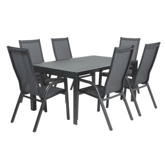 ED&Egrave;N JARD&Iacute; Conjunto de mesas y sillas para jard&iacute;n mesa extensible a 210 antracita