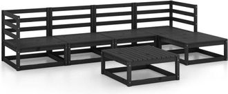 vidaXL Vidaxl - Juego De Muebles De Jard&iacute;n 9 Piezas Negro Madera Pino Maciza