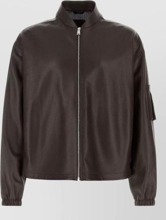 Fendi lamb leather bomber jacket