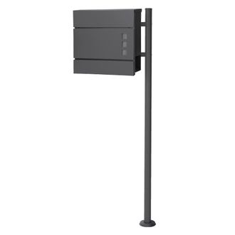 ECD Germany Buz&oacute;n de correos antracita 37x10,5x36,5cm y soporte antracita 120cm