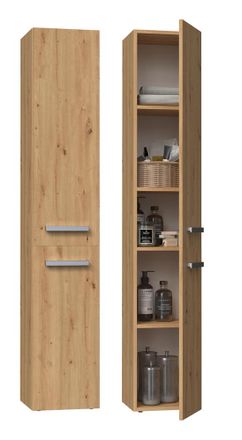 Hucoco Hucoco - Komma - Mueble De Ba&ntilde;o 2 Puertas - 31x30x174 Cm - Columna De Almacenamiento Para Cuarto De Ba&ntilde;o