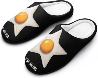 Generic Im An Egg Fried Egg Womens Slippers Warm House Slippers Indoor House Shoes with Anti-Skid Rubber Sole