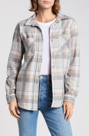 Beach Lunch Lounge Plaid Jacquard Knit Shacket in Fog Grey at Nordstrom, Size X-Large