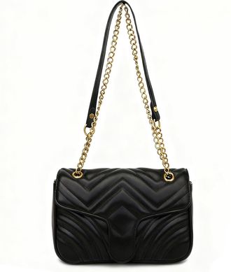 Generic Black Fashion Classic Soft Shoulder Bag, PU Leather Handbag, With Gold Chain Strap, Size 26cm x 16cm x 8cm