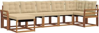 vidaXL Conjunto De Sof&aacute;s De Exterior 7 Uds. Natural Y Beige Vidaxl
