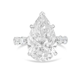 Diana M. Jewels Platinum 12ct lab grown Pear Diamond Pav&eacute; Band Ring