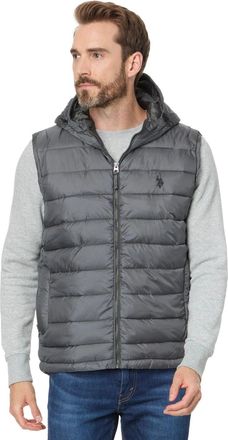 U.S.Polo Association U. S. Polo Assn. Channel Puffer Vest Mens Castle Rock Hooded Full Zip FROG750
