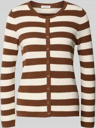 Christian Berg Strickjacke mit Knopfleiste in Cognac, Größe XL