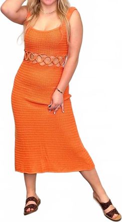 Le Lis Blanc Deux Get Down Girl Cotton Blend Crochet Cut Out Midi Dress In Orange