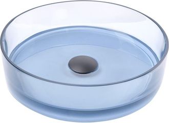 Beliani Beliani - Lavabo Sobre Encimera De Ba&ntilde;o Redondo Solid Surface Transparente 36 Cm Azul Tolosa