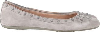 Tod's Tods Studded Ballet Flats in Grey Suede