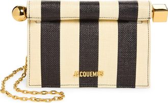 Jacquemus La Petite Pochette Rond Carr&eacute; Nylon Clutch in Natural /Black 1Fy at Nordstrom