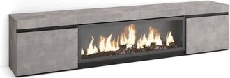 Skraut Home Skraut Home - Mueble Tv, Televisi&oacute;n, Muebles De Sal&oacute;n, Almacenaje, 210, Para Tv Hasta 80, Chimenea El&eacute;ctrica Xxl, Estilo Moderno, Gris Cemento