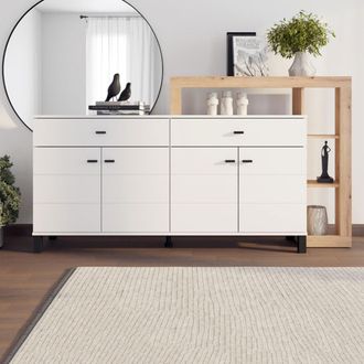 Dmora Aparador Chefch, 7 Estantes, 2 Cajones, 4 Puertas, 183x35x101h Cm Blanco