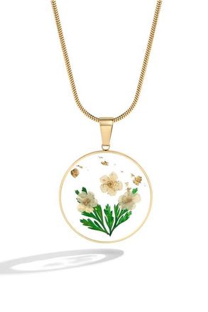 Mint & Lily Pressed Birth Flower Necklace in Gold-Tone /January Carnation at Nordstrom