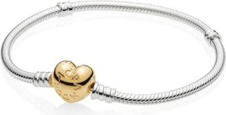 Pandora Heart Clasp Snake Chain Bracelet, Size 20