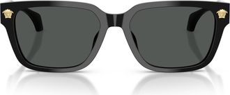 Versace 56mm Rectangular Sunglasses in Black /Dark Grey at Nordstrom